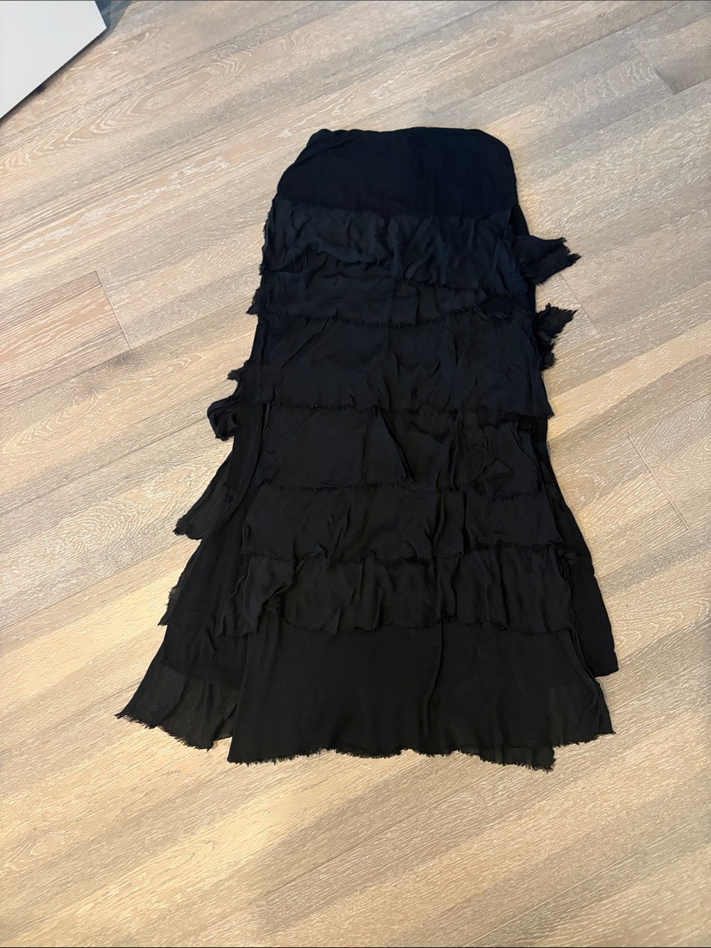 Tempo Paris Black Tiered Ruffle Maxi Skirt